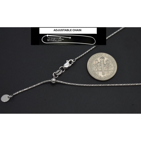 Real 14K Solid White Gold Up To 22" Adjustable Popcorn Chain Necklace 2.7 grams - Picture 1 of 5